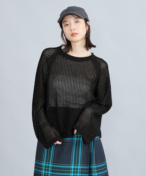 セール】スパンコール＆ラメメッシュニット（ニット/セーター）｜coen