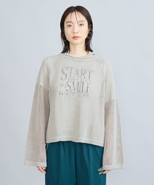 メッシュニット セーター シルバー/ブルー ラメ コーティング sullen セール】スパンコール＆ラメメッシュニット（ニット/セーター）｜coen