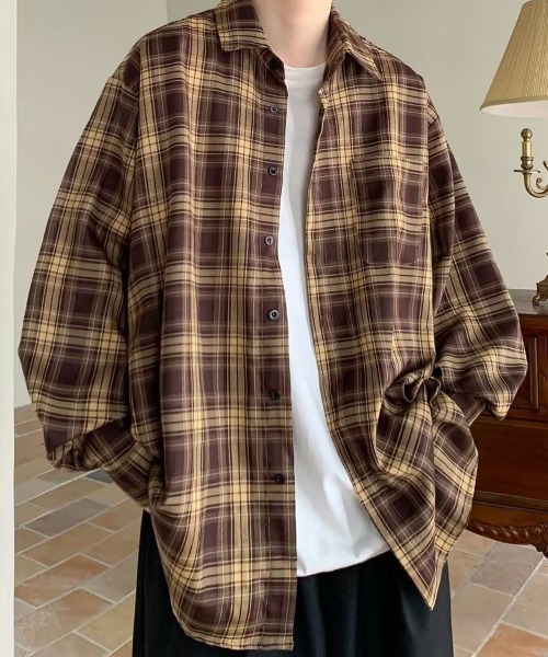 NEW GENTLEMAN(ニュージェントルマン)の「ランガムチェック オーバーサイズシャツ(シャツ/ブラウス・メンズ・ネイビー/ブラウン・M/L)」の12枚目の写真