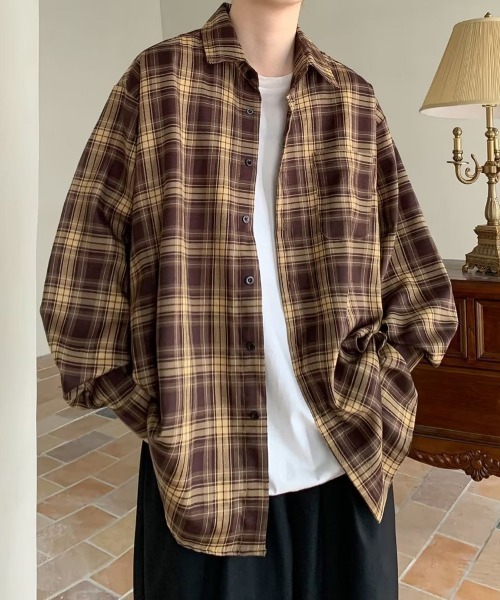 NEW GENTLEMAN(ニュージェントルマン)の「ランガムチェック オーバーサイズシャツ(シャツ/ブラウス・メンズ・ネイビー/ブラウン・M/L)」の14枚目の写真