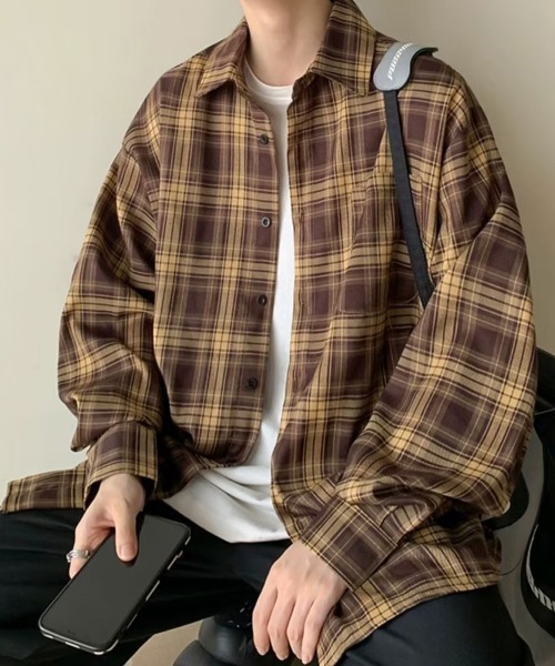 NEW GENTLEMAN(ニュージェントルマン)の「ランガムチェック オーバーサイズシャツ(シャツ/ブラウス・メンズ・ネイビー/ブラウン・M/L)」の15枚目の写真