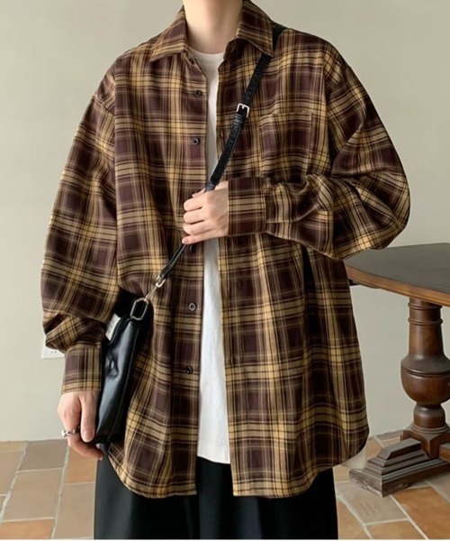 NEW GENTLEMAN(ニュージェントルマン)の「ランガムチェック オーバーサイズシャツ(シャツ/ブラウス・メンズ・ネイビー/ブラウン・M/L)」の16枚目の写真