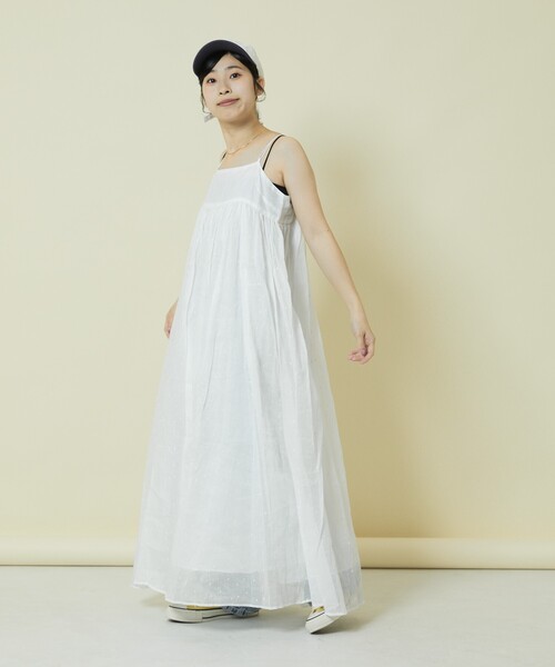 Freada（フリーダ）の「Freada/フリーダ コットンオーガンジー ドット柄 キャミソールワンピース（ワンピース・レディース・ホワイト/ブラック・ONE SIZE）」の11枚目の写真