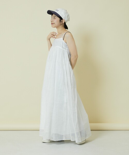 Freada（フリーダ）の「Freada/フリーダ コットンオーガンジー ドット柄 キャミソールワンピース（ワンピース・レディース・ホワイト/ブラック・ONE SIZE）」の5枚目の写真