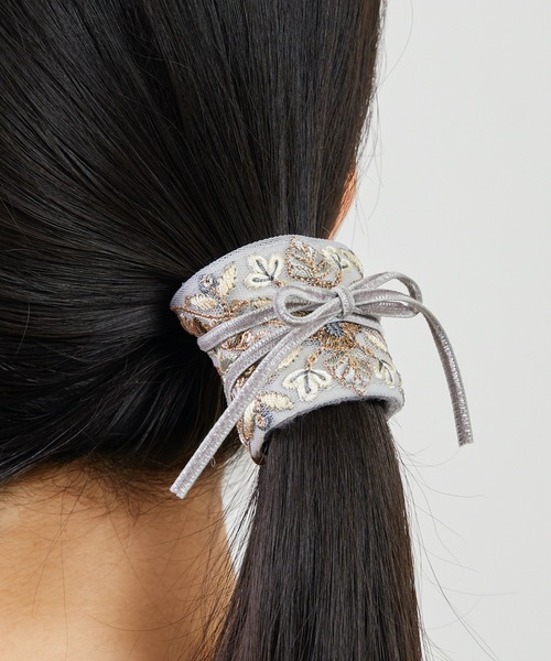 gargle ガーグル：フラワー刺繍 velvet flower ヘアーカフス（ヘアピン