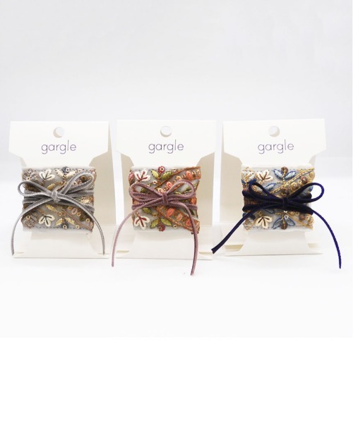 gargle ガーグル：フラワー刺繍 velvet flower ヘアーカフス（ヘアピン