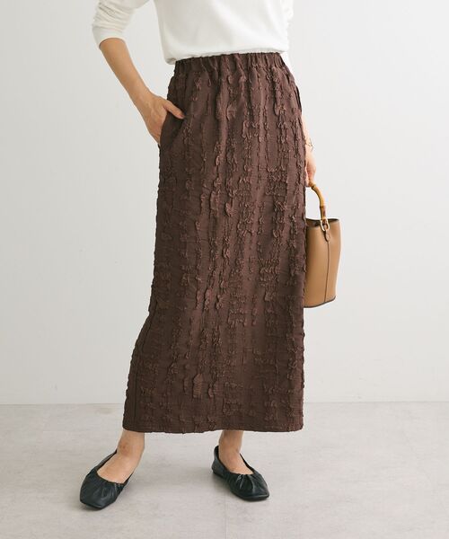 Sugar spoon（シュガースプーン）の「・SUGAR SPOON ジャカードチェックナロースカート（スカート・レディース・アイボリー/ブラック/ブラウン・FREE）」の4枚目の写真