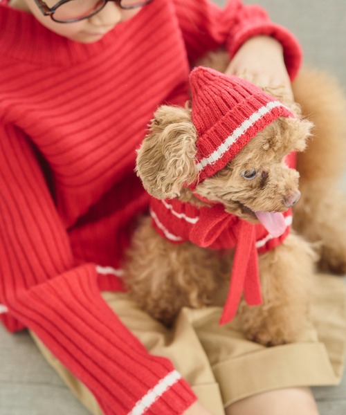 ROPE' PICNIC（ロペピクニック）の「【DOG】リブ切り替えニットワッチ（ペットウェア・レディース・ホワイト系その他5/ブルー系その他/レッド系その他・FREE）」の18枚目の写真