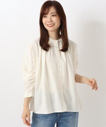 綿レーヨンスタンドカラーシャツ