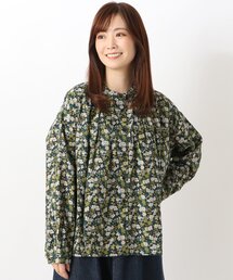 綿レーヨンスタンドカラーシャツ
