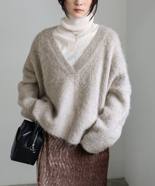モックネック 肉厚 ウール ひつじ 風景 レディース ニットセーター S528b モックネック 肉厚 ウール ひつじ 風景 レディース ニットセーター S528b
