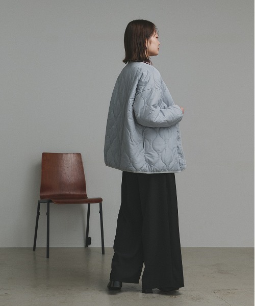 セール】キルティング 中綿ジャケット（ノーカラージャケット）｜ad