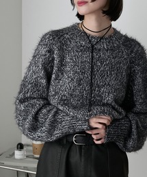 【forksy.】シャギーメタリッククロップド丈ニットプルオーバー