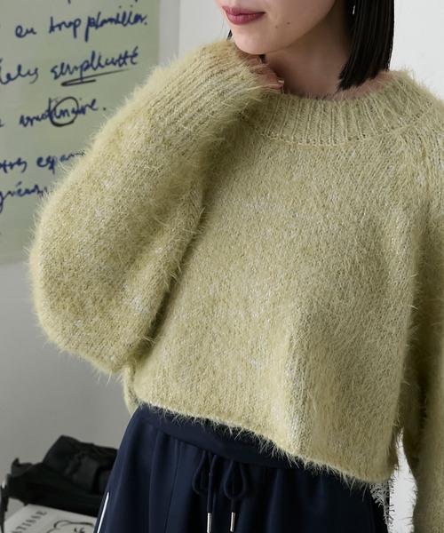 forksy.（フォルクシー）の「【forksy.】シャギーメタリッククロップド丈ニットプルオーバー（ニット/セーター・レディース・ブラック/ピンク/イエロー・FREE）」の20枚目の写真