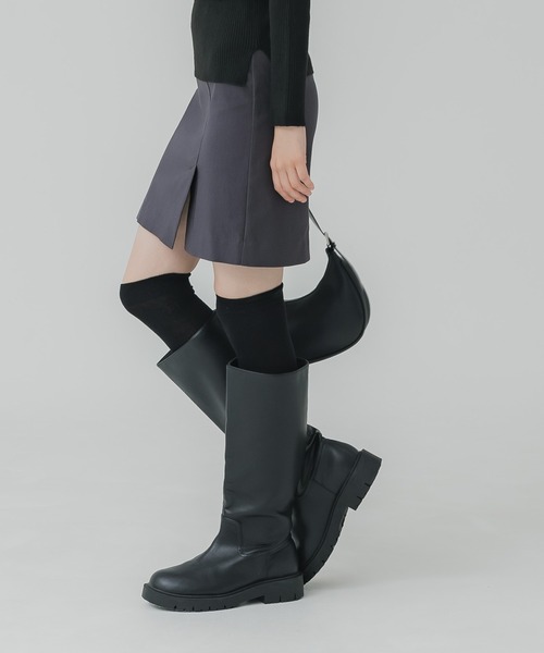 coca（coca）（コカ）の「【WEB限定セール】ストレッチ スリットスカート（スカート・レディース・ブラック/チャコール・S/L/M）」の4枚目の写真