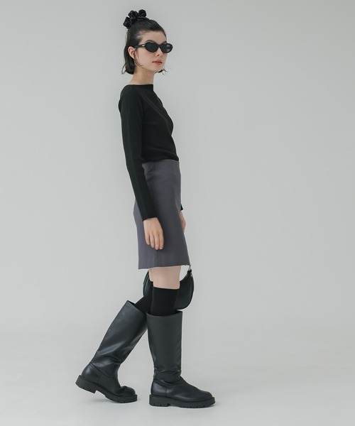 coca（coca）（コカ）の「【WEB限定セール】ストレッチ スリットスカート（スカート・レディース・ブラック/チャコール・S/L/M）」の5枚目の写真