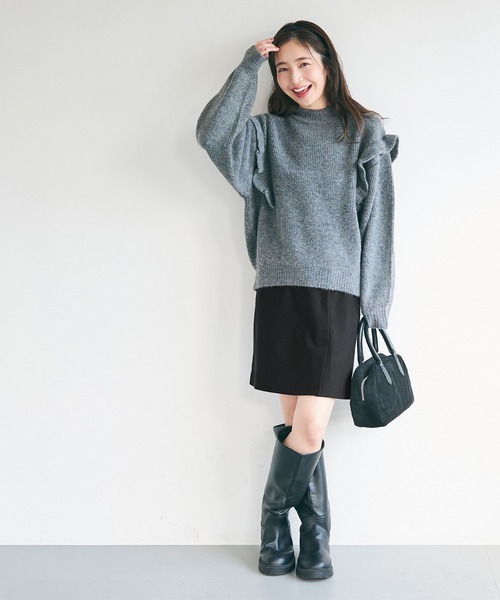 coca（coca）（コカ）の「【WEB限定セール】ストレッチ スリットスカート（スカート・レディース・ブラック/チャコール・S/L/M）」の7枚目の写真