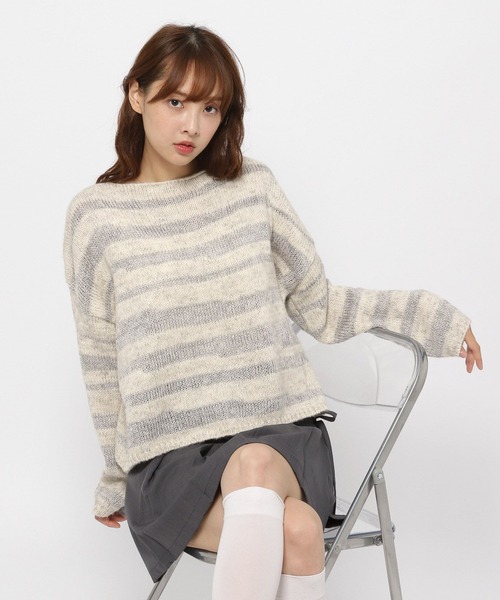 3.3 Field Trip （3.3フィールドトリップ）の「3.3 Field Trip／スピングルTOPS（ニット/セーター・レディース・ベージュ/グレー・FREE）」の2枚目の写真