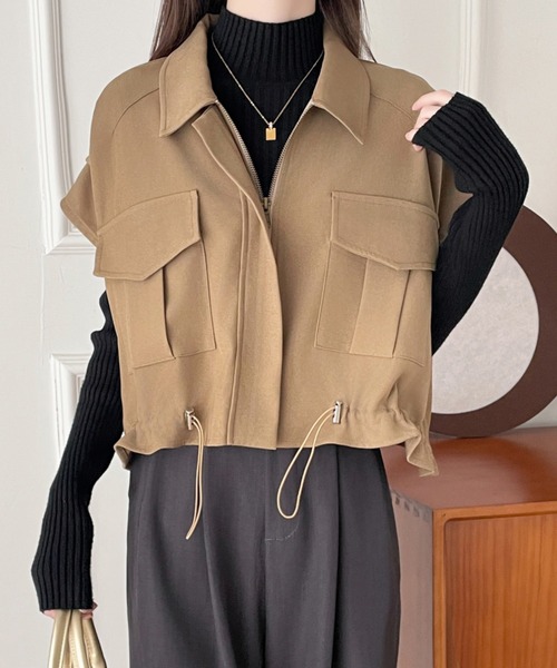ABITOKYO(アビトーキョー)の「ドロストフレンチスリーブショートベスト(ベスト・レディース・ブラック/ベージュ・M/L/S)」の17枚目の写真
