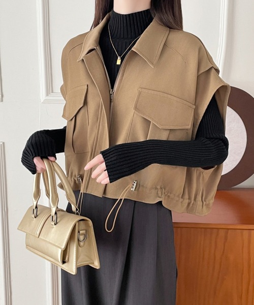 ABITOKYO(アビトーキョー)の「ドロストフレンチスリーブショートベスト(ベスト・レディース・ブラック/ベージュ・M/L/S)」の21枚目の写真