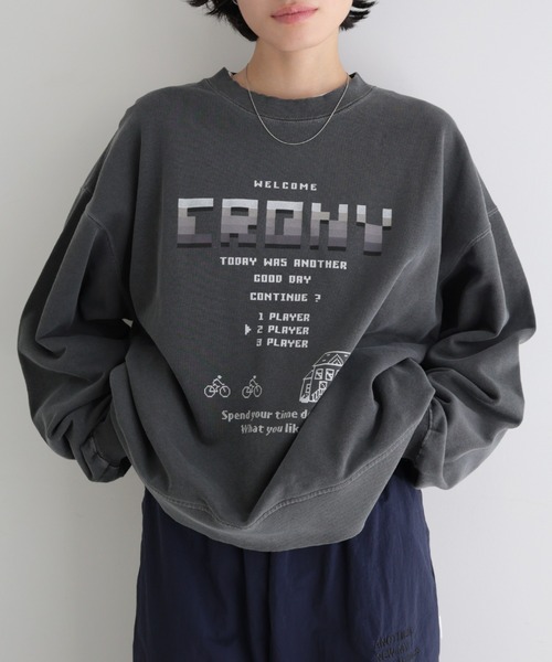 ANME(アンメ)の「CRONYロゴプリント裏毛スウェットトップス(スウェット・レディース・ブラック系その他/ブラック系その他2・M/L/XL)」の2枚目の写真