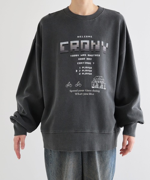 ANME(アンメ)の「CRONYロゴプリント裏毛スウェットトップス(スウェット・レディース・ブラック系その他/ブラック系その他2・M/L/XL)」の9枚目の写真