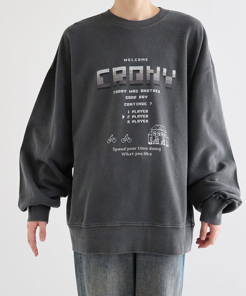 ANME(アンメ)の「CRONYロゴプリント裏毛スウェットトップス(スウェット・レディース・ブラック系その他/ブラック系その他2・M/L/XL)」の12枚目の写真