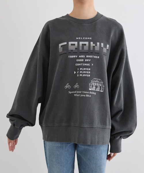 ANME(アンメ)の「CRONYロゴプリント裏毛スウェットトップス(スウェット・レディース・ブラック系その他/ブラック系その他2・M/L/XL)」の3枚目の写真