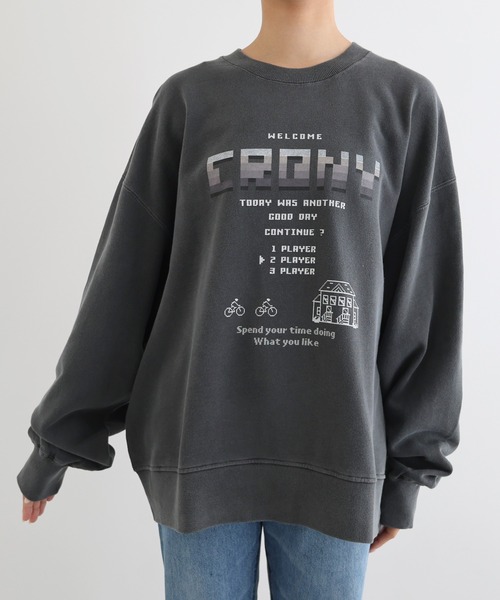 ANME(アンメ)の「CRONYロゴプリント裏毛スウェットトップス(スウェット・レディース・ブラック系その他/ブラック系その他2・M/L/XL)」の6枚目の写真