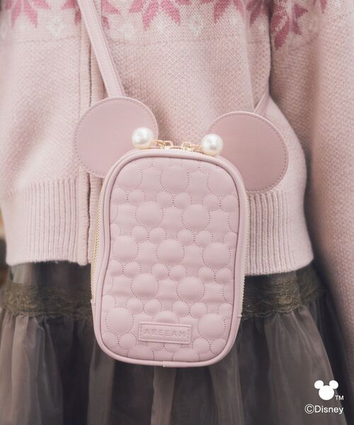 Disney（ディズニー）の「ミッキー/キルティングマルチショルダーバッグ（ボディバッグ/ウエストポーチ・レディース・ブラック/ライトピンク/オフホワイト・FREE）」の17枚目の写真