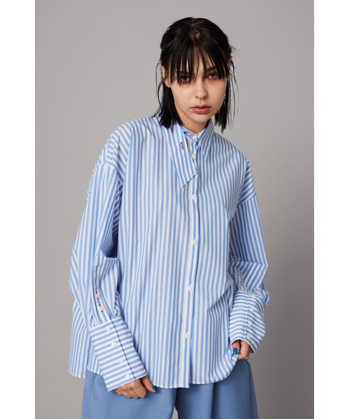 HeRIN.CYE(ヘリンドットサイ)の「Asymmetry collar shirt アシンメトリーカラーシャツ(シャツ/ブラウス・レディース・パープル系その他/ブルー系その他/ブラック系その他・FREE)」の3枚目の写真