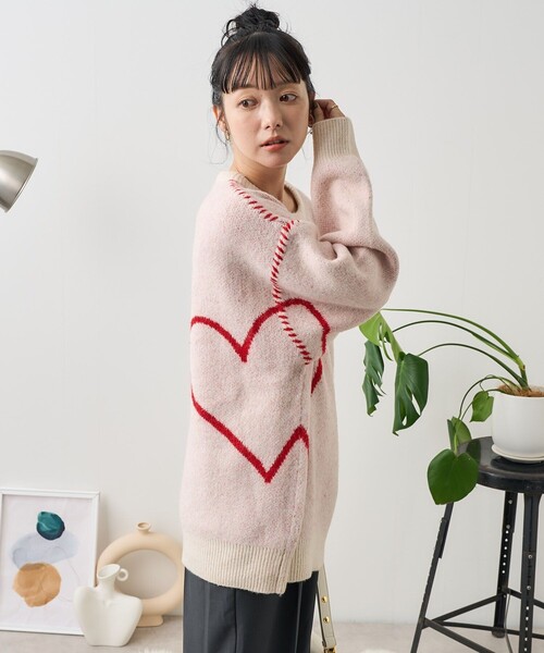 FREAK'S STORE(フリークスストア)の「リンキング ハートニット(ニット/セーター・レディース・オフホワイト/チャコールグレー/ネイビー・フリ-)」の7枚目の写真
