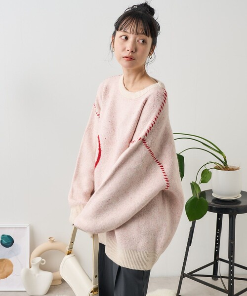 FREAK'S STORE(フリークスストア)の「リンキング ハートニット(ニット/セーター・レディース・オフホワイト/チャコールグレー/ネイビー・フリ-)」の8枚目の写真