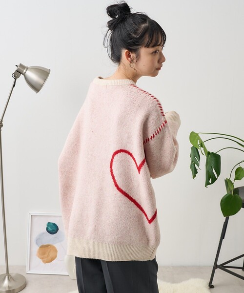 FREAK'S STORE(フリークスストア)の「リンキング ハートニット(ニット/セーター・レディース・オフホワイト/チャコールグレー/ネイビー・フリ-)」の9枚目の写真