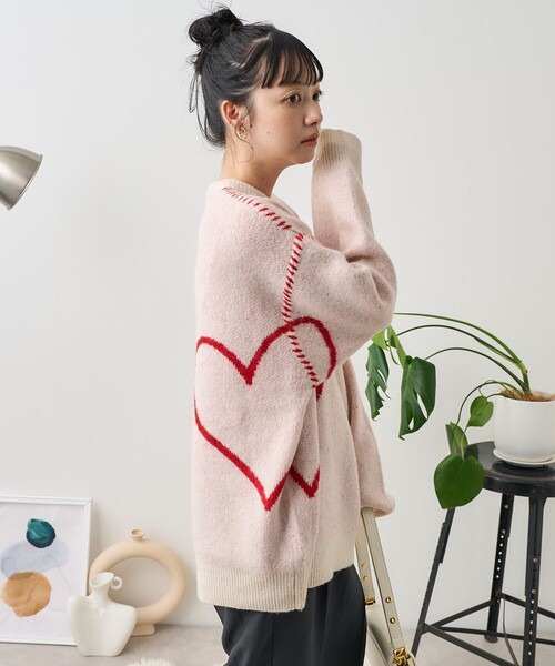 FREAK'S STORE(フリークスストア)の「リンキング ハートニット(ニット/セーター・レディース・オフホワイト/チャコールグレー/ネイビー・フリ-)」の10枚目の写真