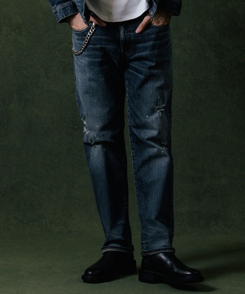 CRIMIE（クライミー）の「BORN FREE 2 REGULAR STYLE GARAGE USED SELVEDGE STRETCH JEANS / BORN FREE 2 クラシックスタイル ガレージユーズド セルビッチ ストレッチ デニムジーンズ パンツ（デニムパンツ・メンズ・インディゴブルー/ブラック・XXL/XL/L/M/S）」の7枚目の写真