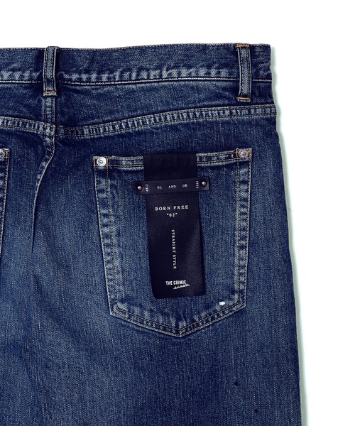 CRIMIE（クライミー）の「BORN FREE 2 REGULAR STYLE GARAGE USED SELVEDGE STRETCH JEANS / BORN FREE 2 クラシックスタイル ガレージユーズド セルビッチ ストレッチ デニムジーンズ パンツ（デニムパンツ・メンズ・インディゴブルー/ブラック・XXL/XL/L/M/S）」の10枚目の写真