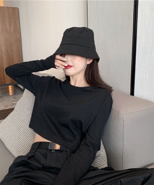 Ritzy（リッツィー）の「ショート丈 無地ロンT（Tシャツ/カットソー・レディース・ホワイト/ブラック/ブルー・FREE）」の6枚目の写真