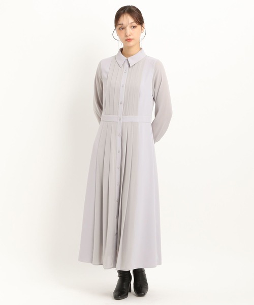 Andemiu(アンデミュウ)の「フロントプリーツワンピース202876(ワンピース・レディース・ライトグレー/ネイビー/アイボリー・FREE)」の8枚目の写真