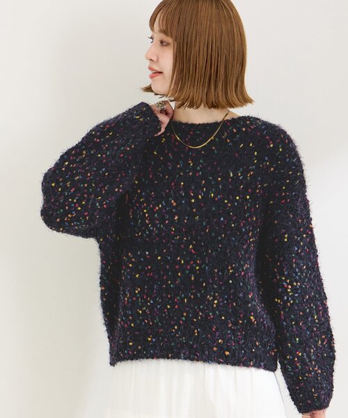 B.C STOCK（ベーセーストック）の「《追加3》ポコポコヤーンミックス2WAYカーディガン（カーディガン/ボレロ・レディース・ホワイト/レッド・FREE）」の15枚目の写真