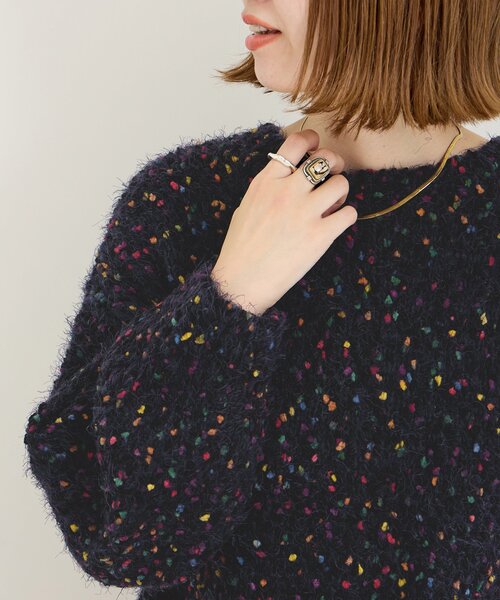 B.C STOCK（ベーセーストック）の「《追加3》ポコポコヤーンミックス2WAYカーディガン（カーディガン/ボレロ・レディース・ホワイト/レッド・FREE）」の16枚目の写真