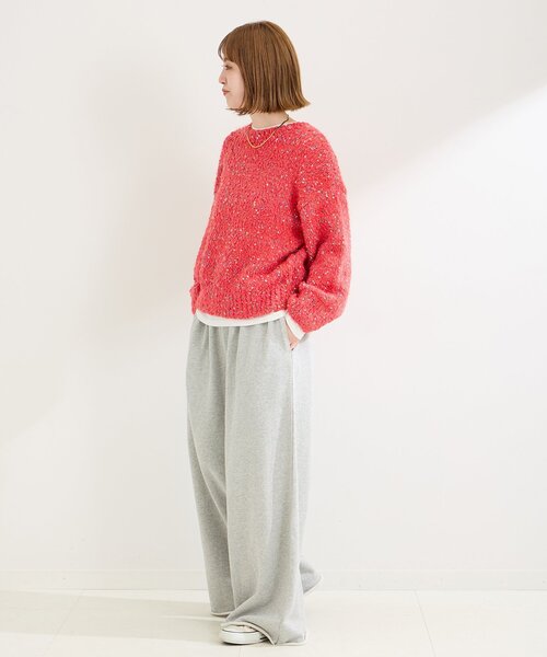 B.C STOCK（ベーセーストック）の「《追加3》ポコポコヤーンミックス2WAYカーディガン（カーディガン/ボレロ・レディース・ホワイト/レッド・FREE）」の19枚目の写真