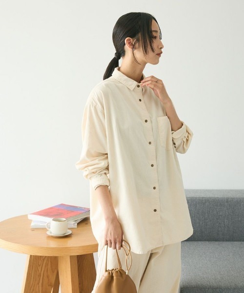 CRAFT STANDARD BOUTIQUE(クラフトスタンダードブティック)の「コーデュロイシャツ(シャツ/ブラウス・レディース・キャメル/ブラック/アイボリー・FREE)」の6枚目の写真