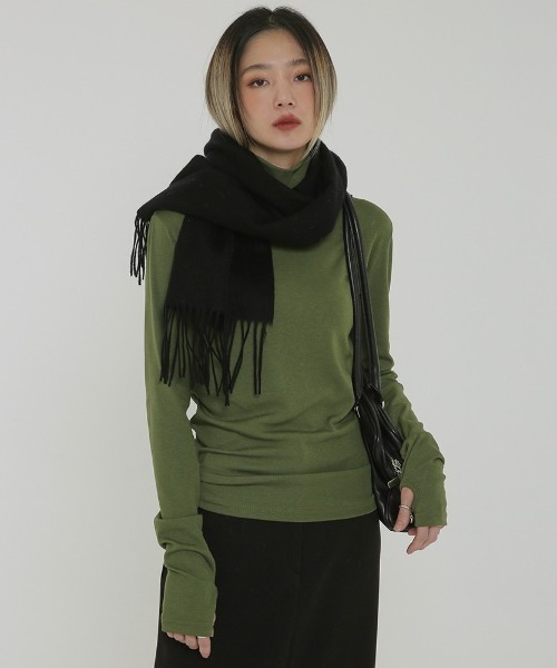 BLACKUP（ブラックアップ）の「[MADE] リファイン起毛ウォーマータートルネックTシャツ（Tシャツ/カットソー・レディース・ブラック/カーキ/アイボリー/チャコール・ONESIZE）」の15枚目の写真