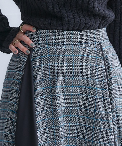 Soiunique（スワユニーク）の「チェック切替ボリュームたっぷりスカート ［Soiunique］（スカート・レディース・グレー系/ブラウン系・M/L）」の3枚目の写真