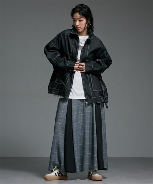 Soiunique（スワユニーク）の「チェック切替ボリュームたっぷりスカート ［Soiunique］（スカート・レディース・グレー系/ブラウン系・M/L）」の12枚目の写真