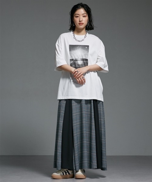 Soiunique（スワユニーク）の「チェック切替ボリュームたっぷりスカート ［Soiunique］（スカート・レディース・グレー系/ブラウン系・M/L）」の14枚目の写真