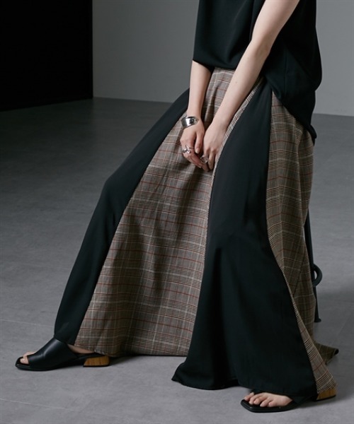 Soiunique（スワユニーク）の「チェック切替ボリュームたっぷりスカート ［Soiunique］（スカート・レディース・グレー系/ブラウン系・M/L）」の16枚目の写真