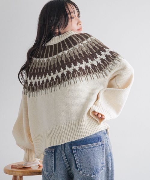 LOWRYS FARM（ローリーズファーム）の「ノルディック２ＷＡＹカーディガン　250030（カーディガン/ボレロ・レディース・ブラック/ブラウン/ブルー・FREE）」の13枚目の写真