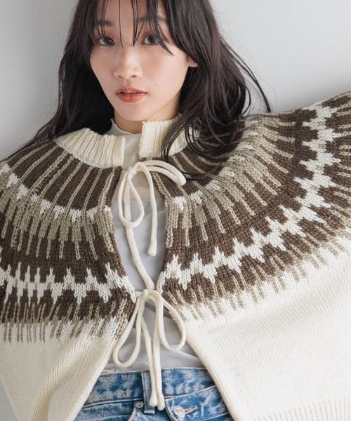 LOWRYS FARM（ローリーズファーム）の「ノルディック２ＷＡＹカーディガン　250030（カーディガン/ボレロ・レディース・ブラック/ブラウン/ブルー・FREE）」の15枚目の写真